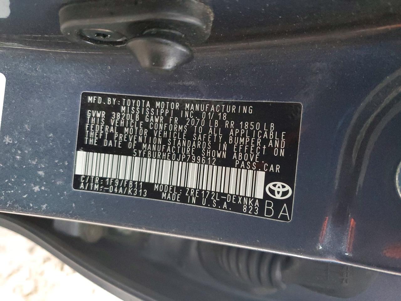 2018 TOYOTA COROLLA L photo 12
