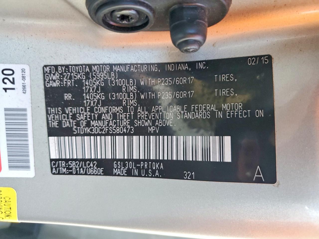 2015 TOYOTA SIENNA XLE photo 14