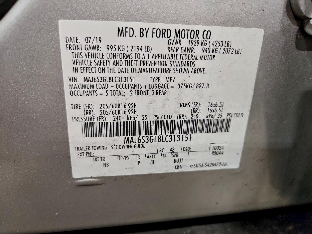 2020 FORD ECOSPORT SE photo 14