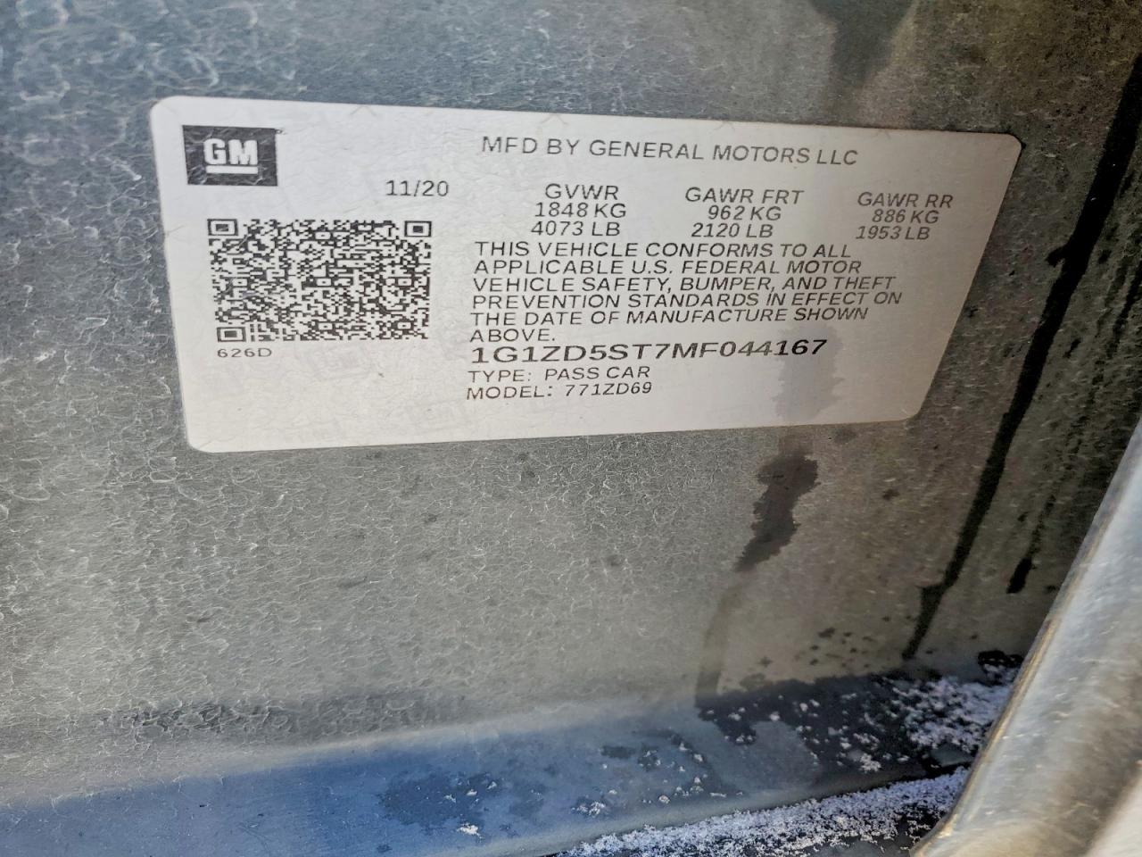2021 CHEVROLET MALIBU LT photo 12