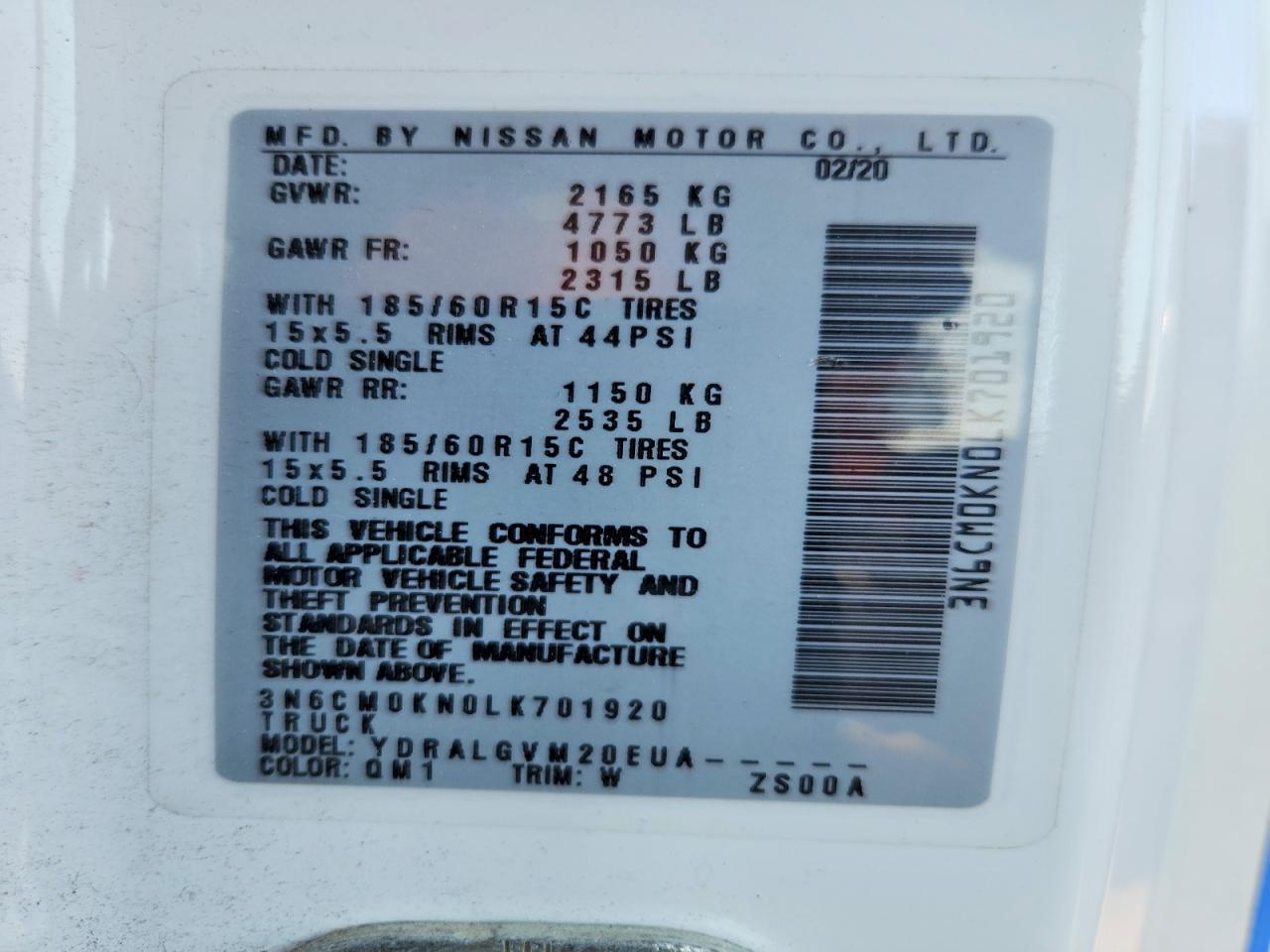 2020 NISSAN NV200 photo 14