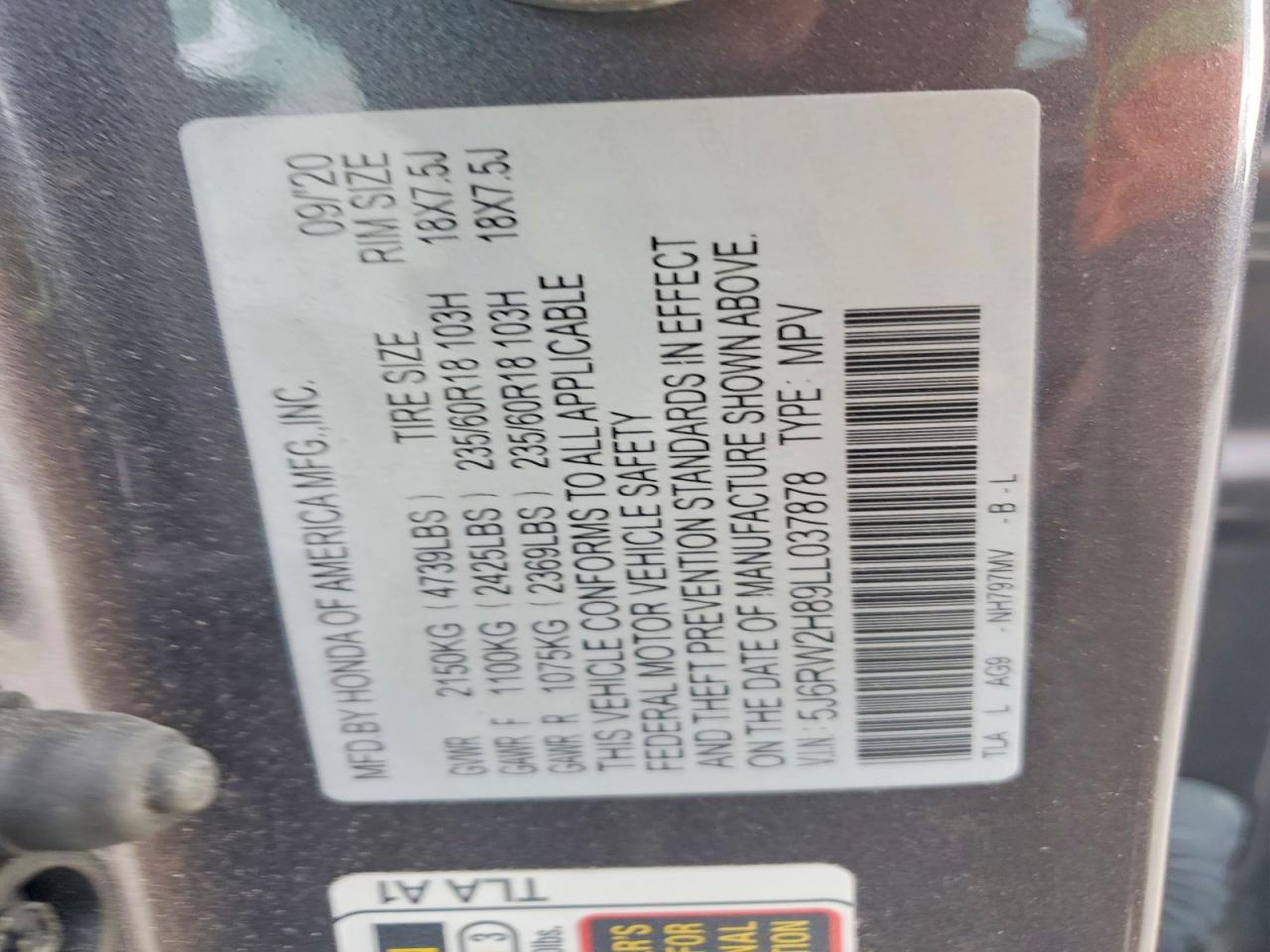 2020 HONDA CR-V EXL photo 40