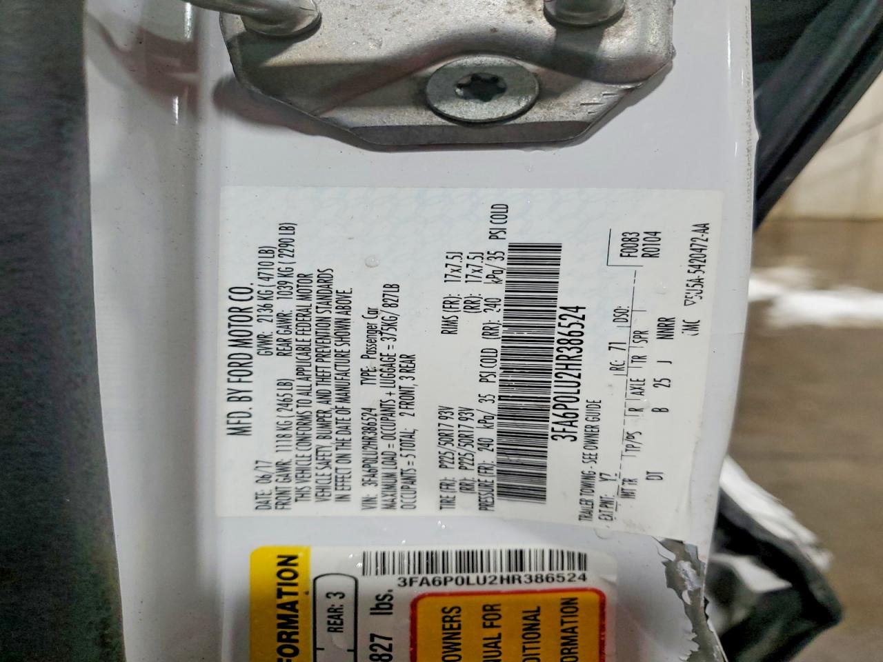 2017 FORD FUSION SE HYBRID photo 34