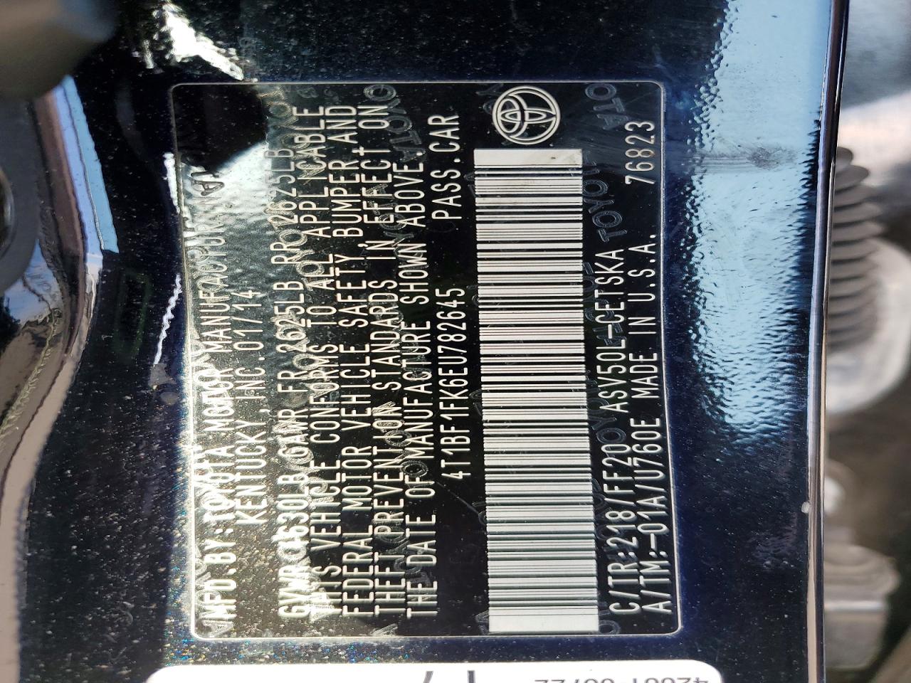 2014 TOYOTA CAMRY L photo 12