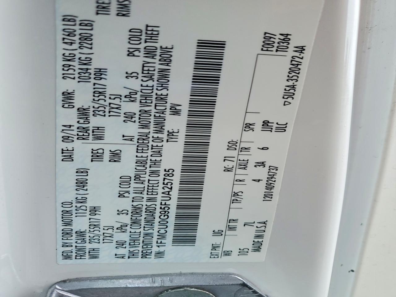2015 FORD ESCAPE SE photo 14