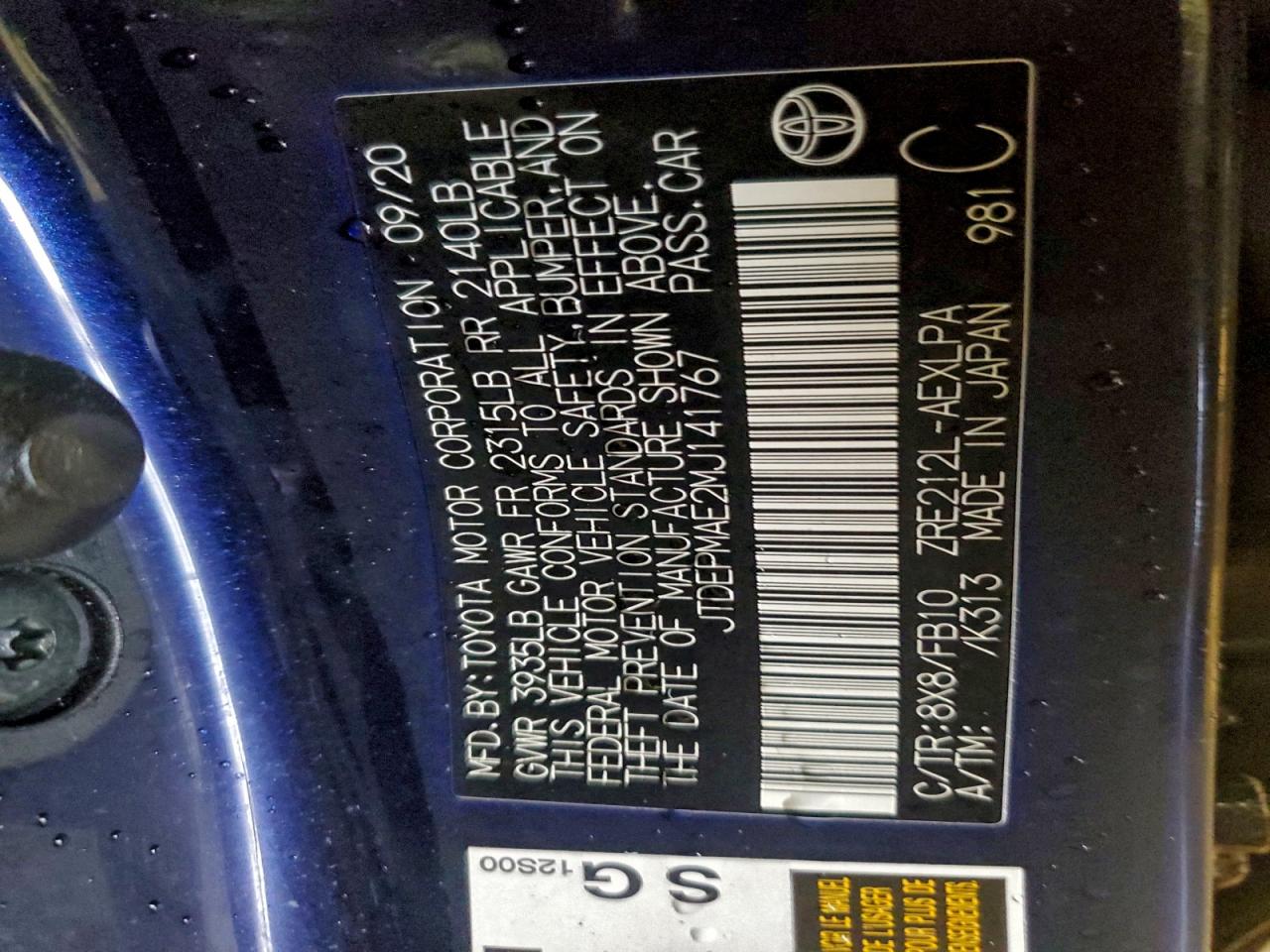 2021 TOYOTA COROLLA LE photo 13
