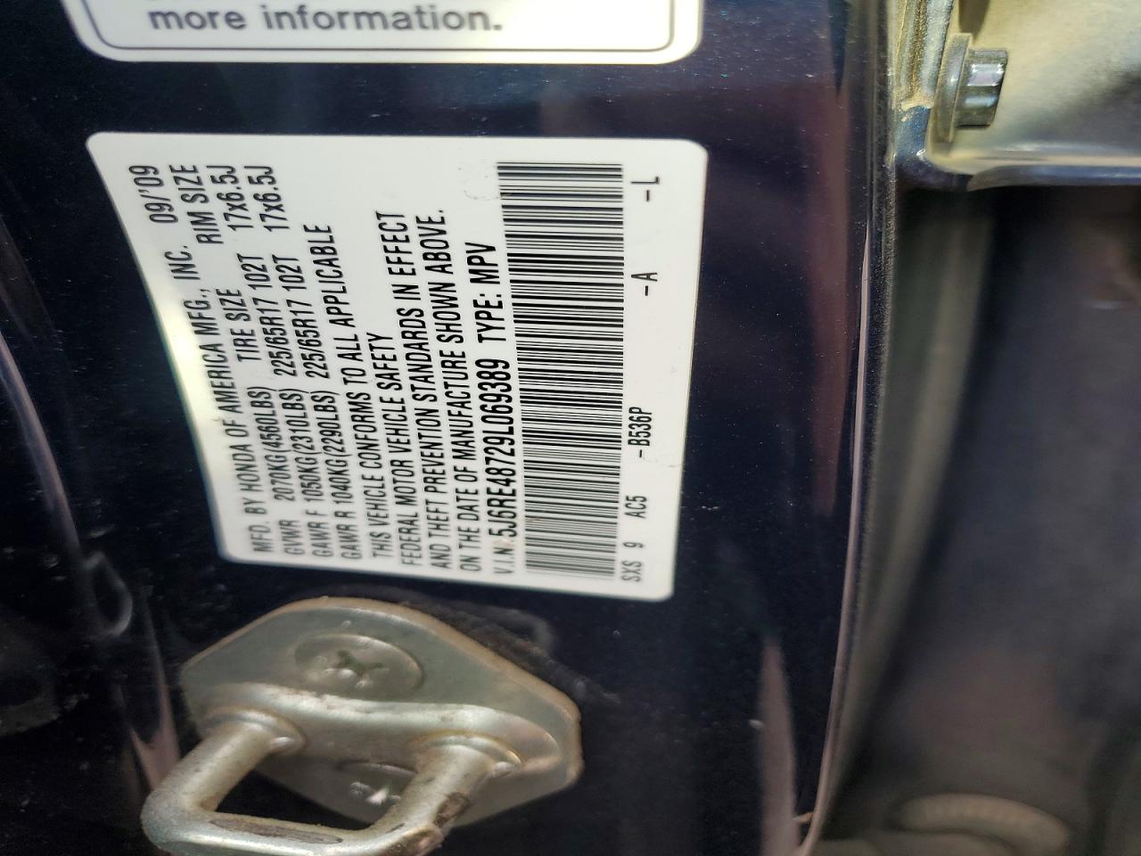 2009 HONDA CR-V EXL photo 13
