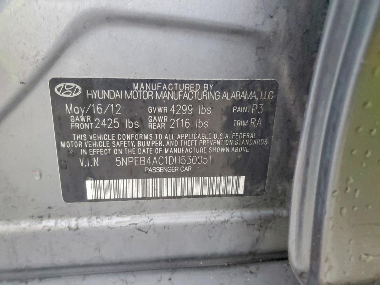 2013 HYUNDAI SONATA GLS photo 12