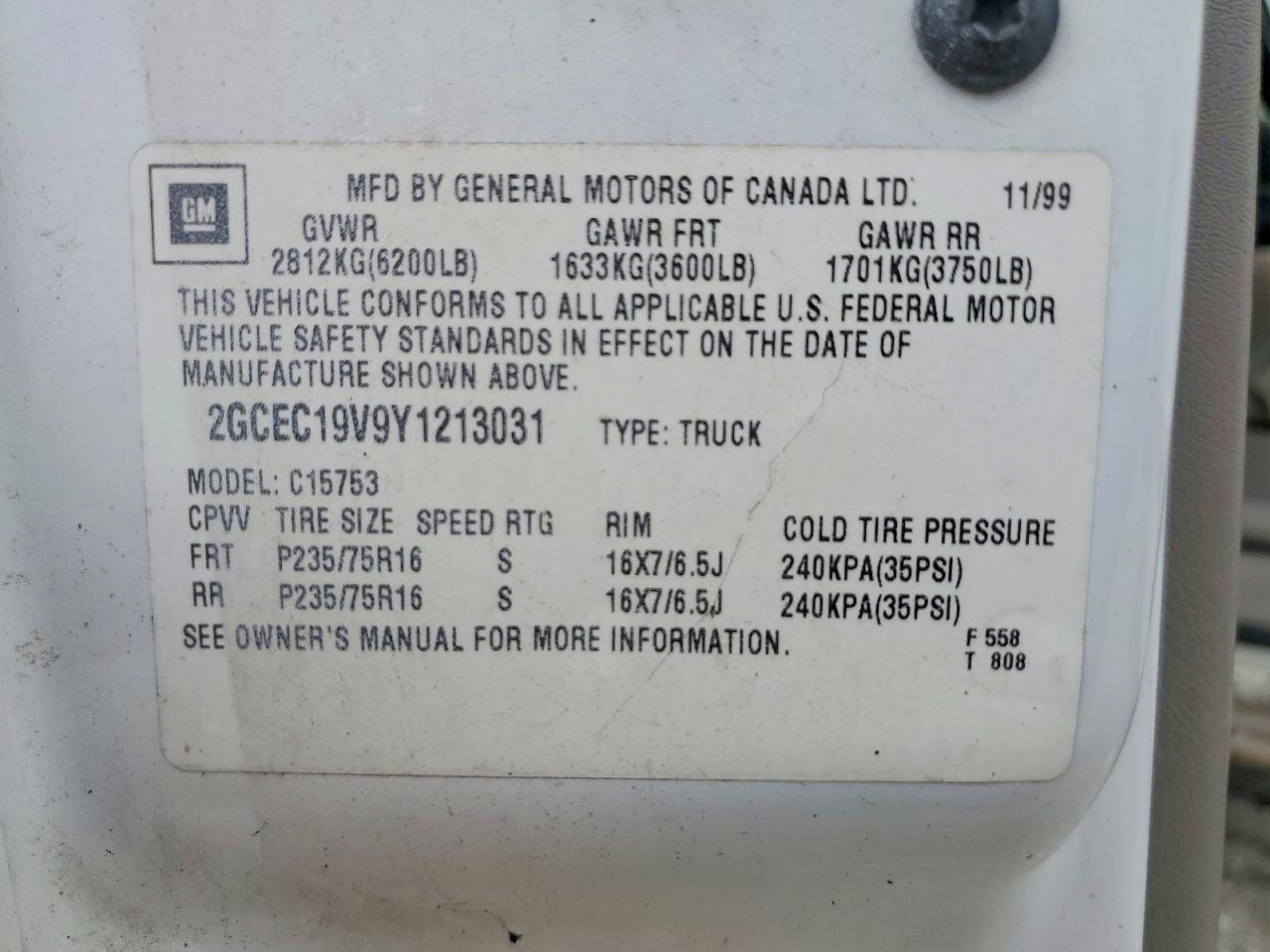 2000 CHEVROLET SILVERADO C1500 photo 12