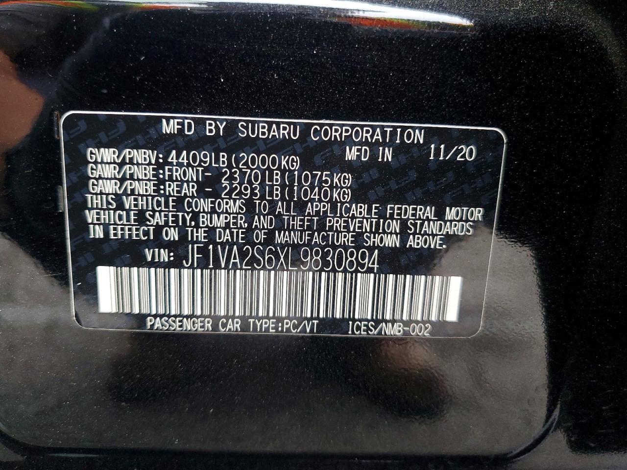 2020 SUBARU WRX STI photo 12