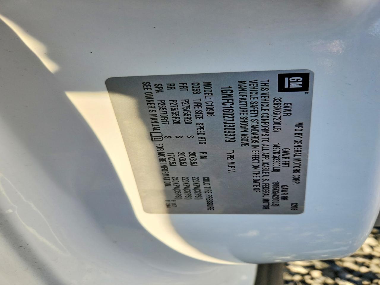 2007 CHEVROLET SUBURBAN C1500 photo 13