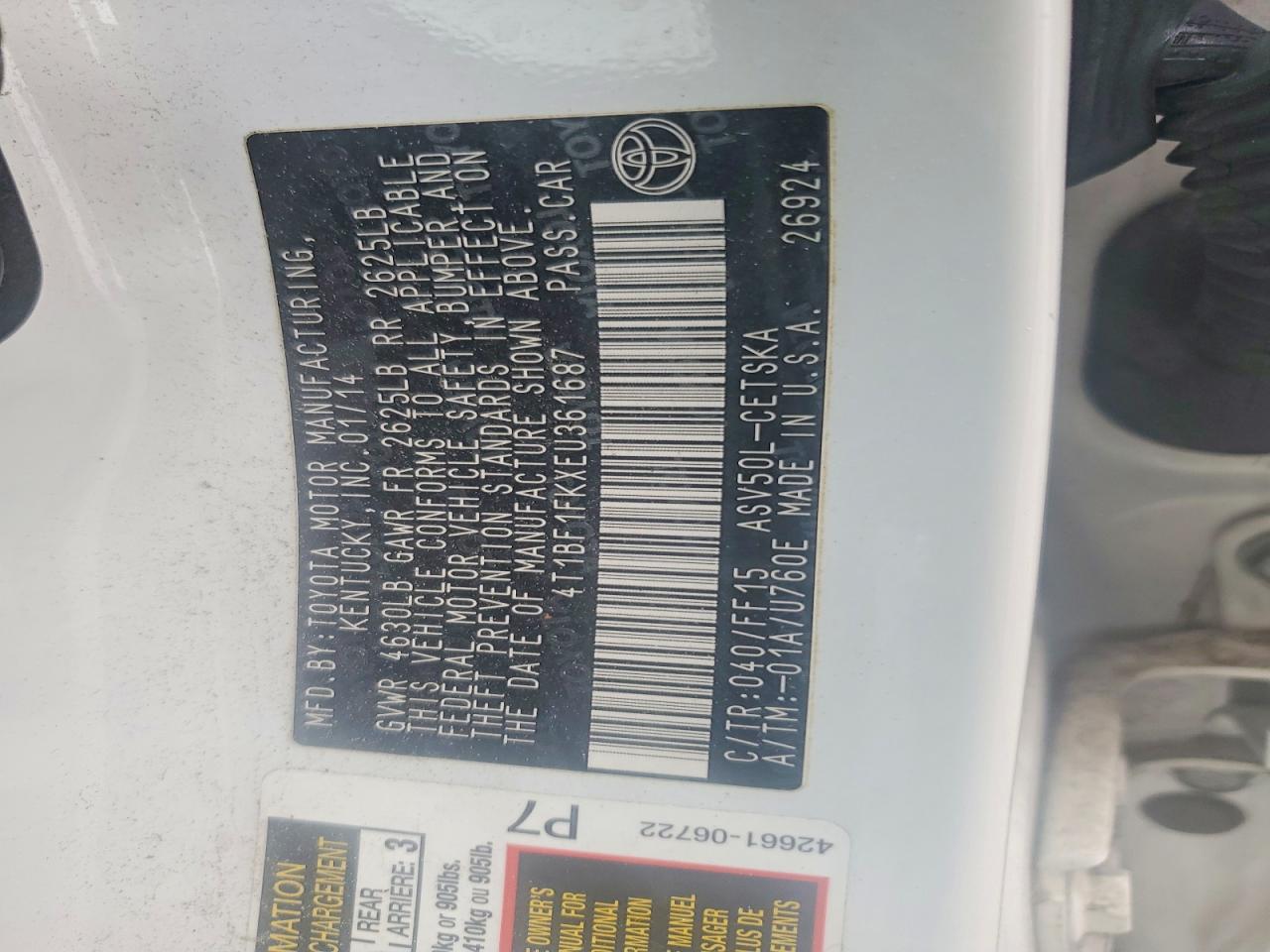 2014 TOYOTA CAMRY L photo 12