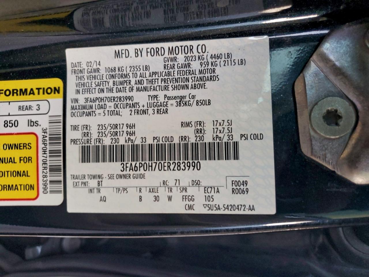 2014 FORD FUSION SE photo 12