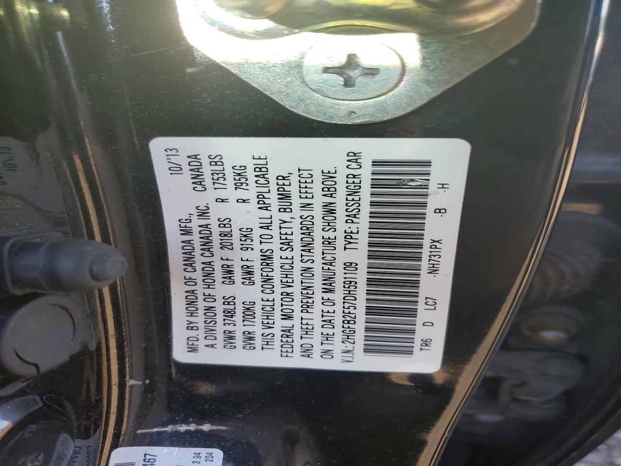 2013 HONDA CIVIC LX photo 12