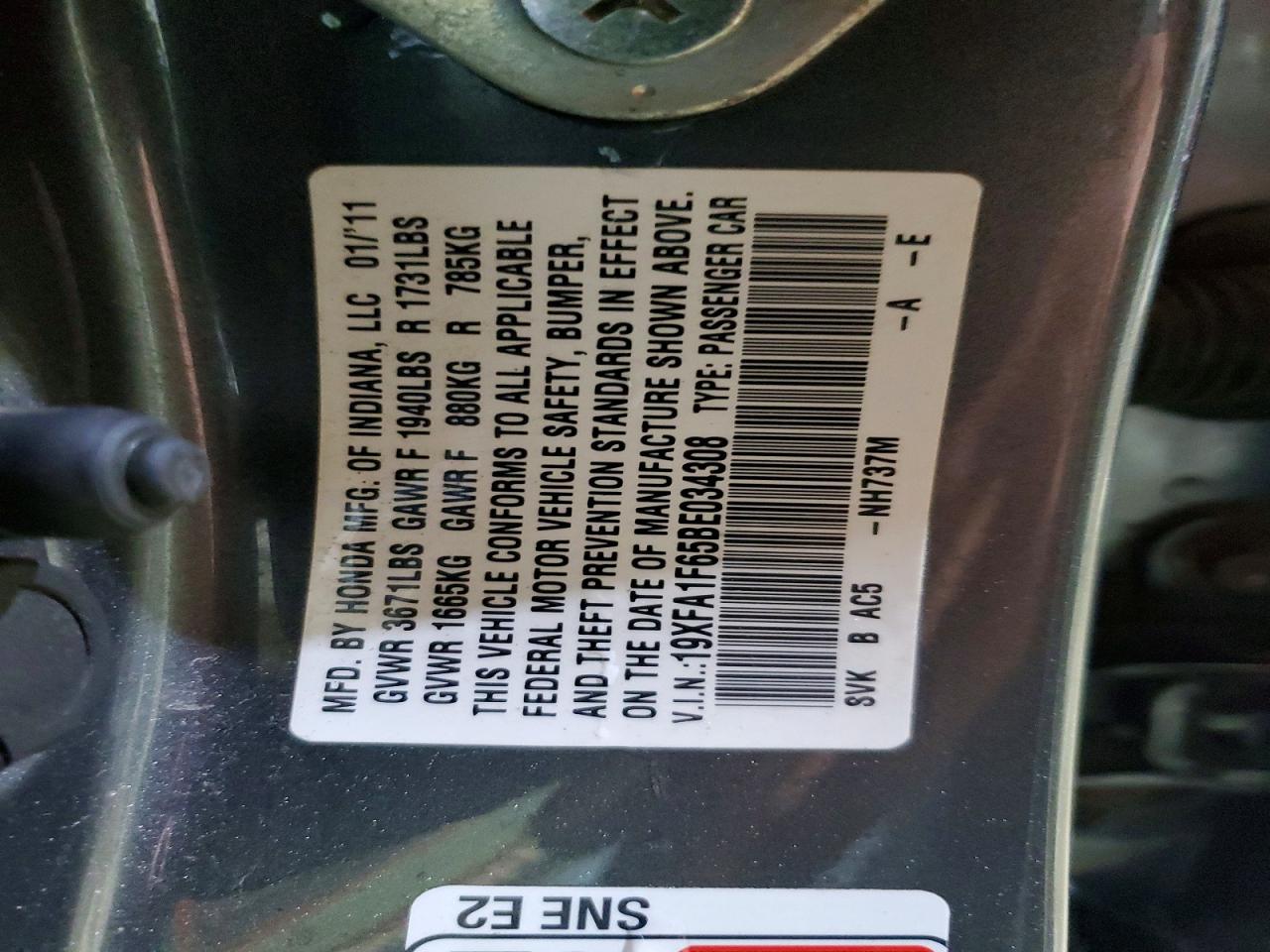 2011 HONDA CIVIC LX-S photo 12