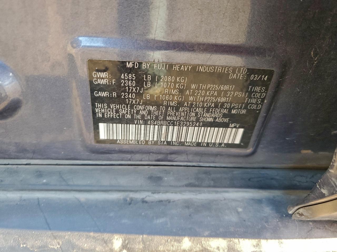 2014 SUBARU OUTBACK 2.5I PREMIUM photo 12