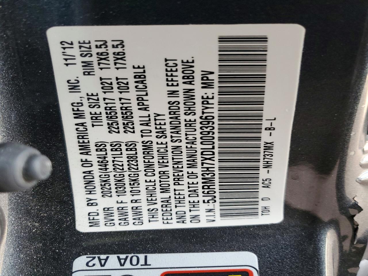 2013 HONDA CR-V EXL photo 13