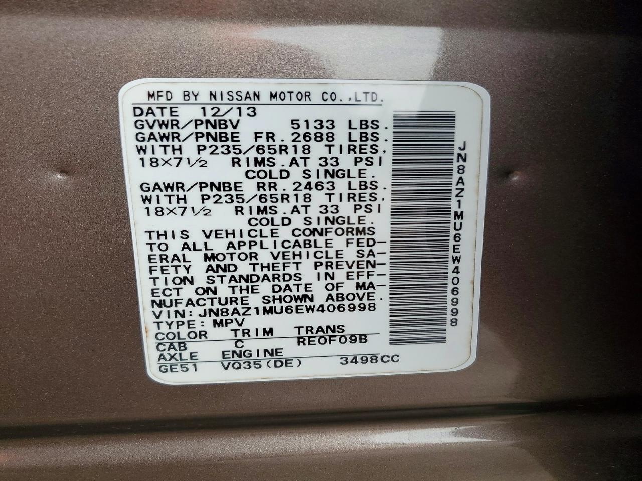 2014 NISSAN MURANO S photo 13