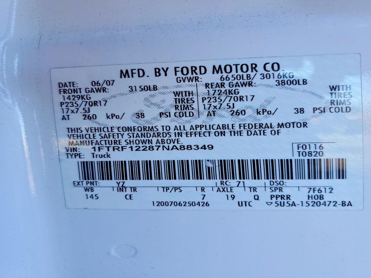 2007 FORD F150 photo 12