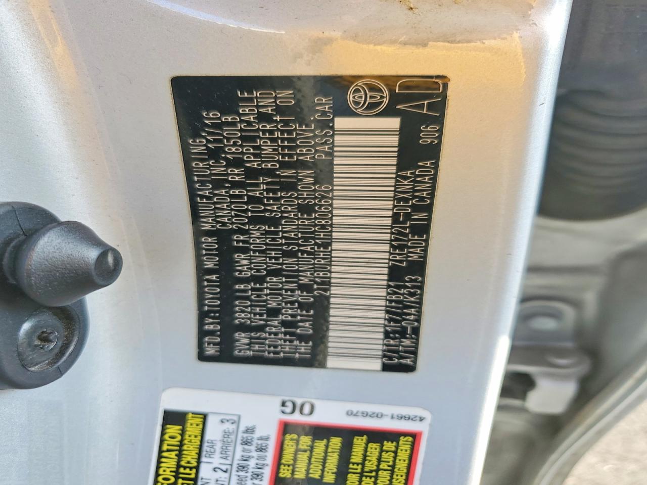 2017 TOYOTA COROLLA L photo 13