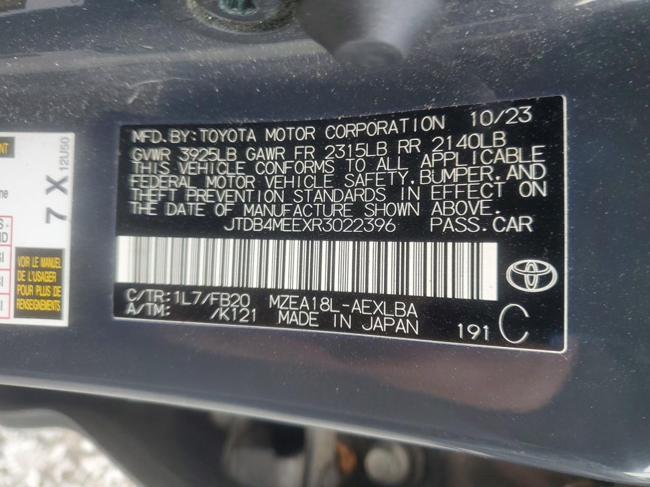 2024 TOYOTA COROLLA LE photo 12