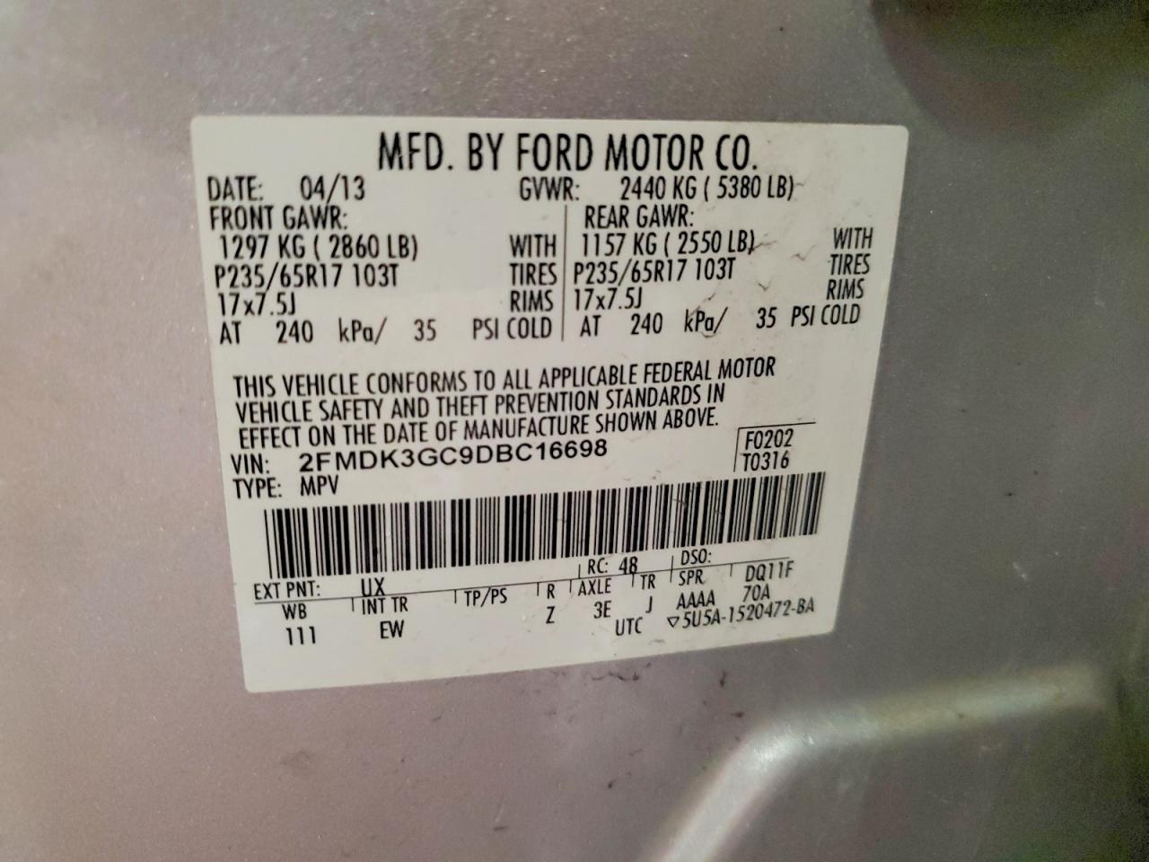 2013 FORD EDGE SE photo 13