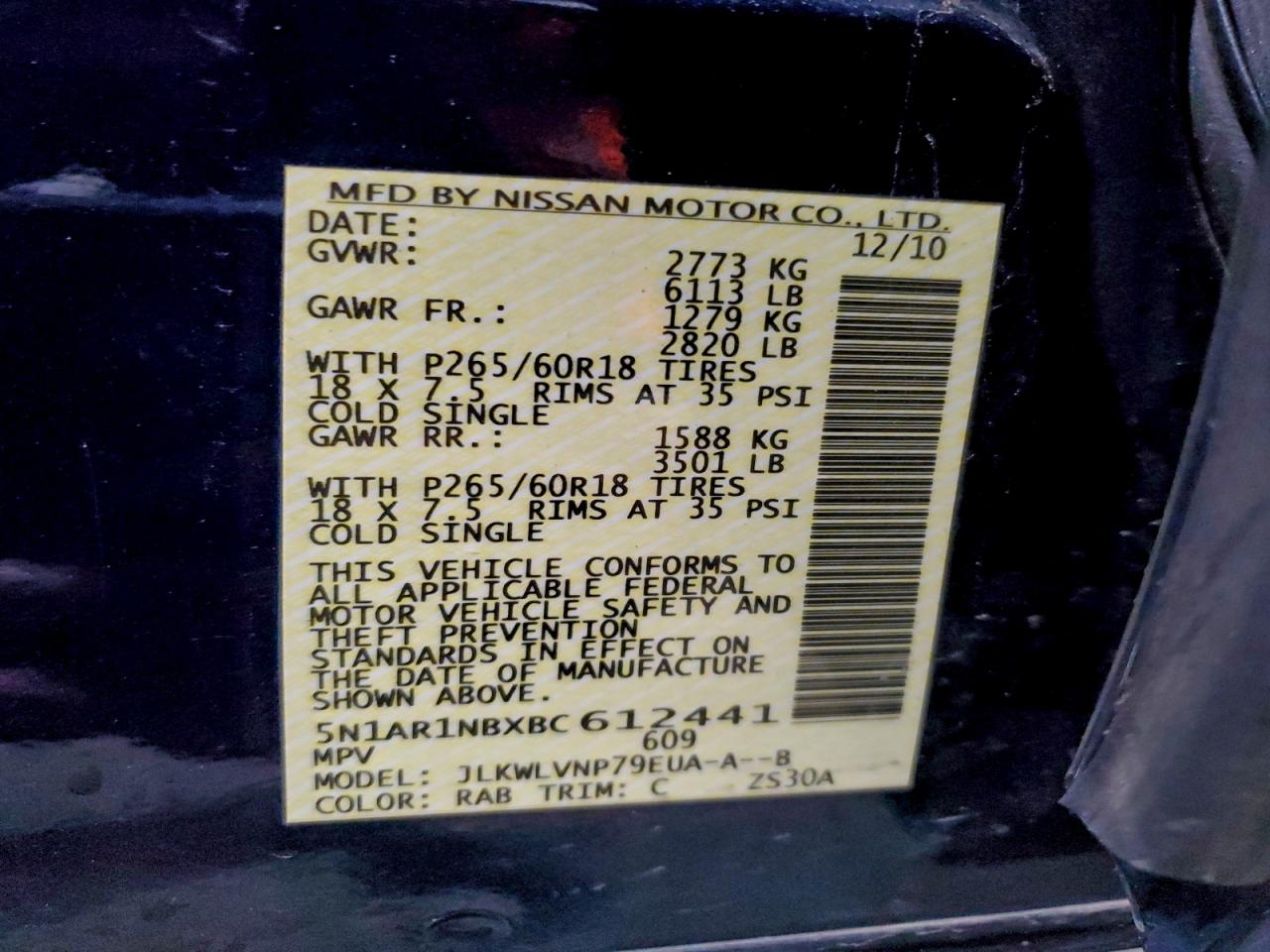 2011 NISSAN PATHFINDER S photo 13