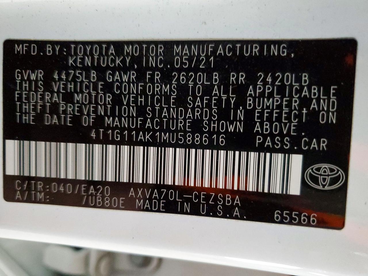 2021 TOYOTA CAMRY SE photo 12