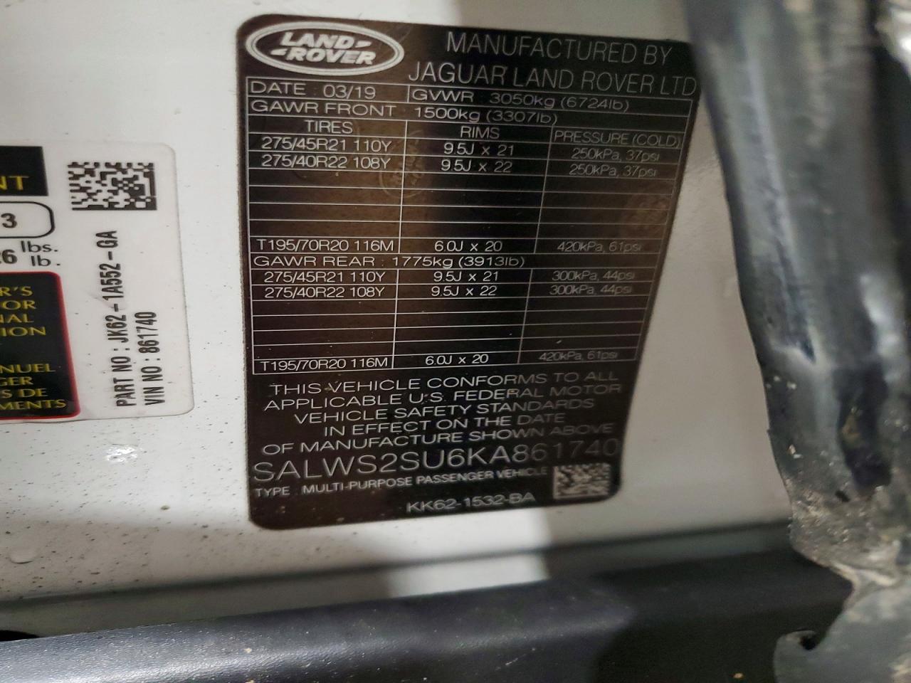 2019 LAND ROVER RANGE ROVER SPORT HST photo 12