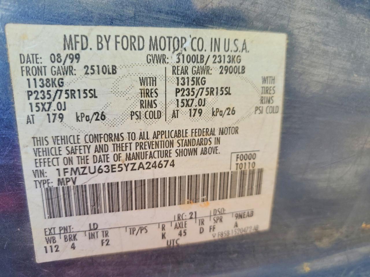 2000 FORD EXPLORER XLT photo 12