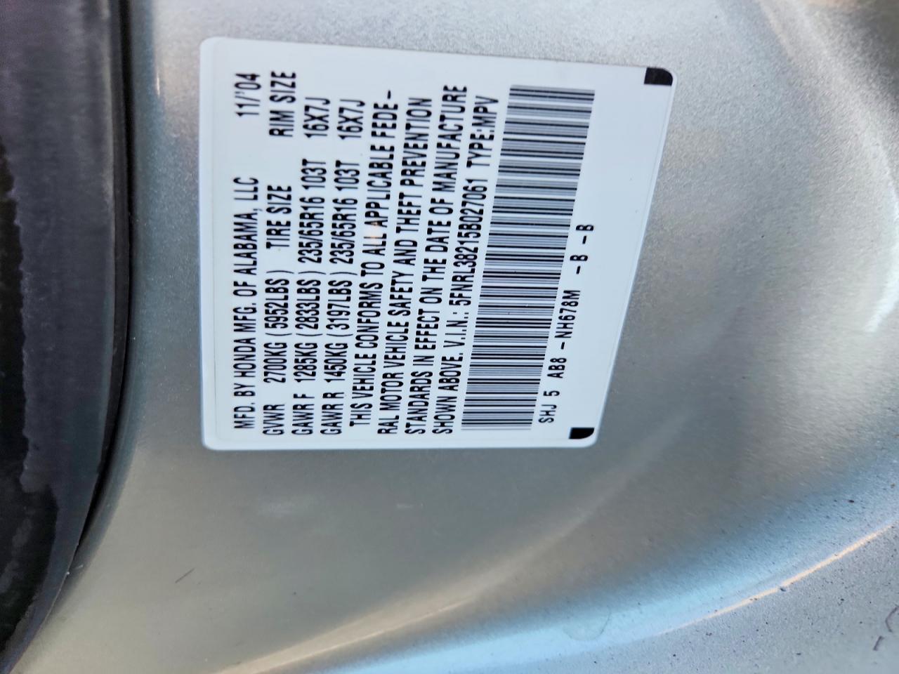 2005 HONDA ODYSSEY LX photo 25