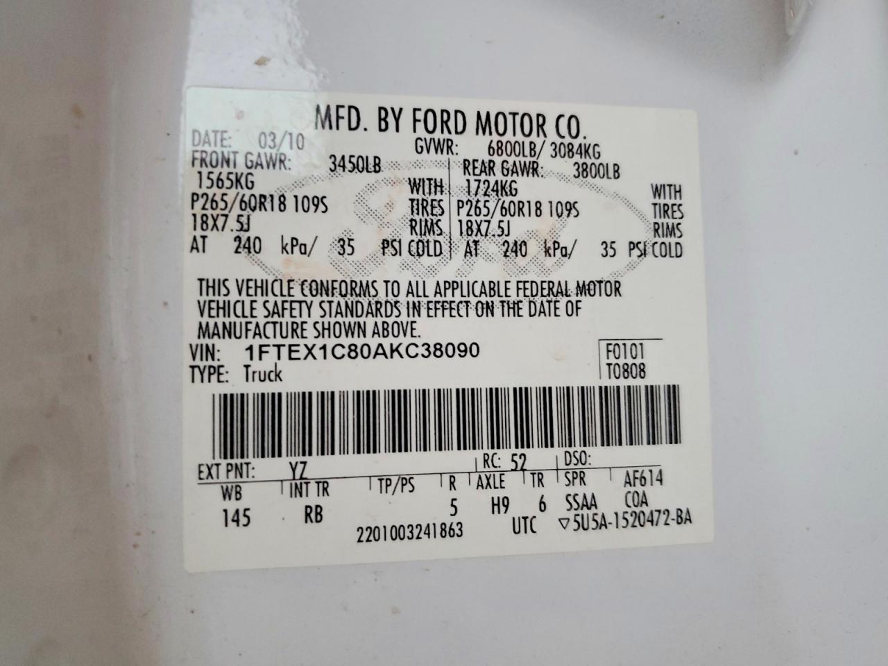 2010 FORD F150 SUPER CAB photo 12