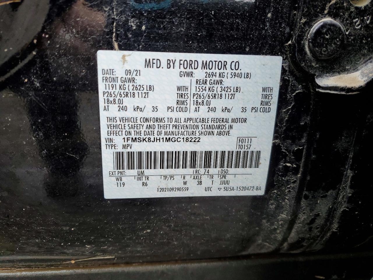 2021 FORD EXPLORER TIMBERLINE photo 13