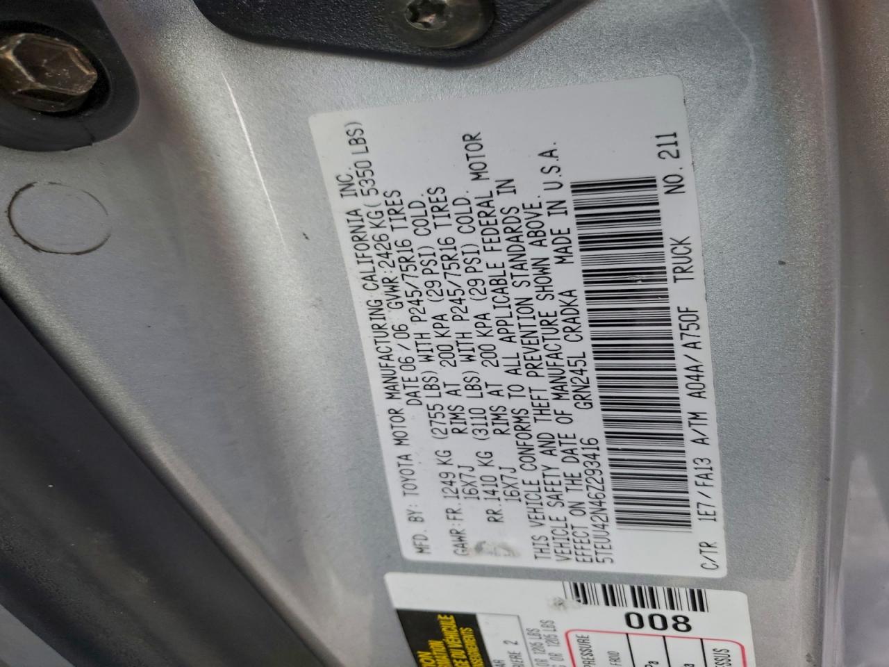 2006 TOYOTA TACOMA ACCESS CAB photo 12