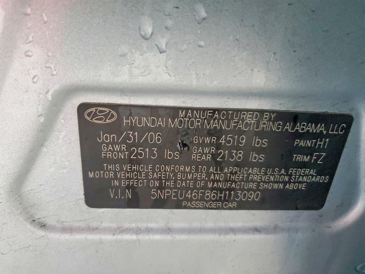 2006 HYUNDAI SONATA GLS photo 12