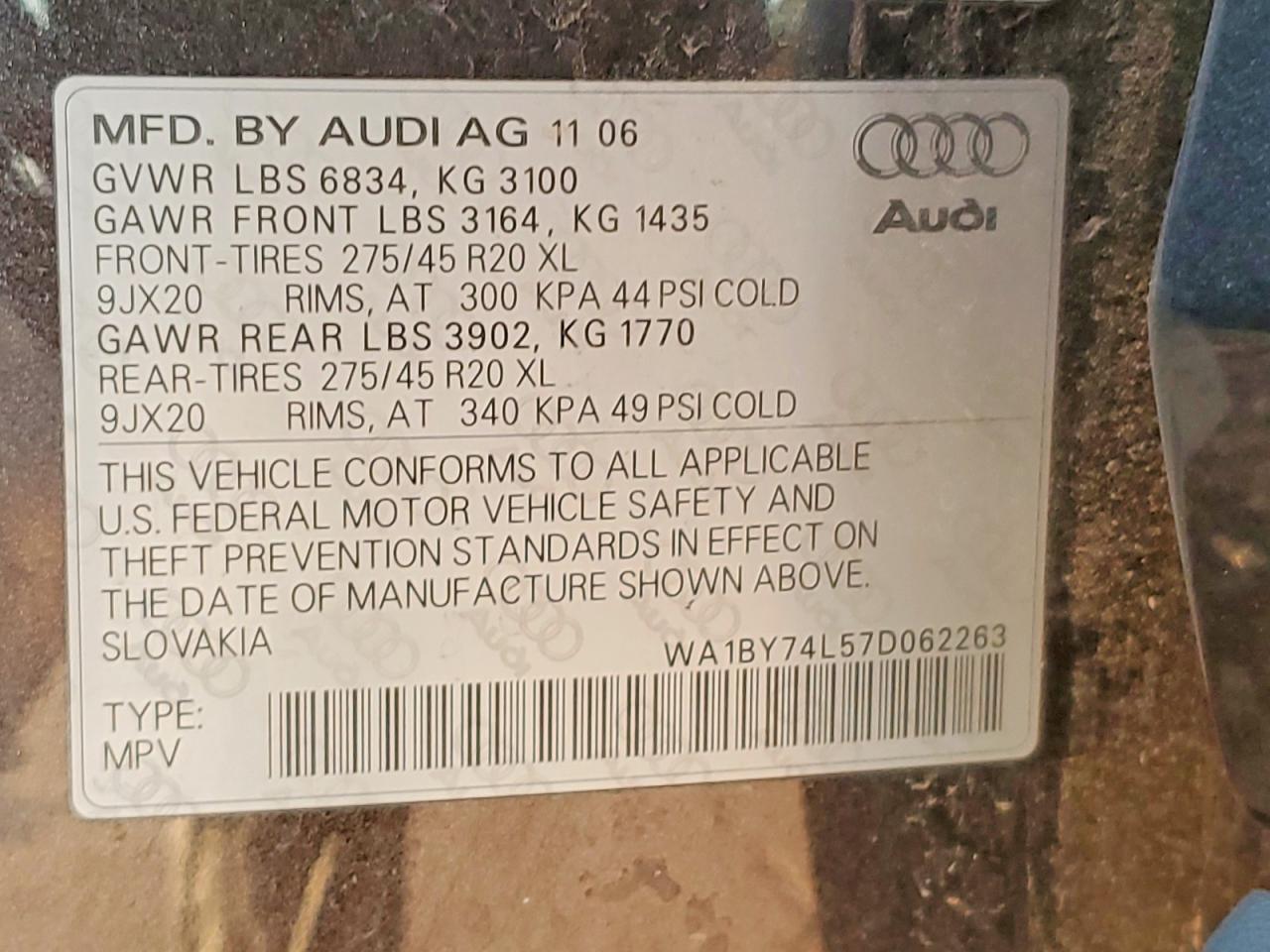 2007 AUDI Q7 3.6 QUATTRO PREMIUM photo 13