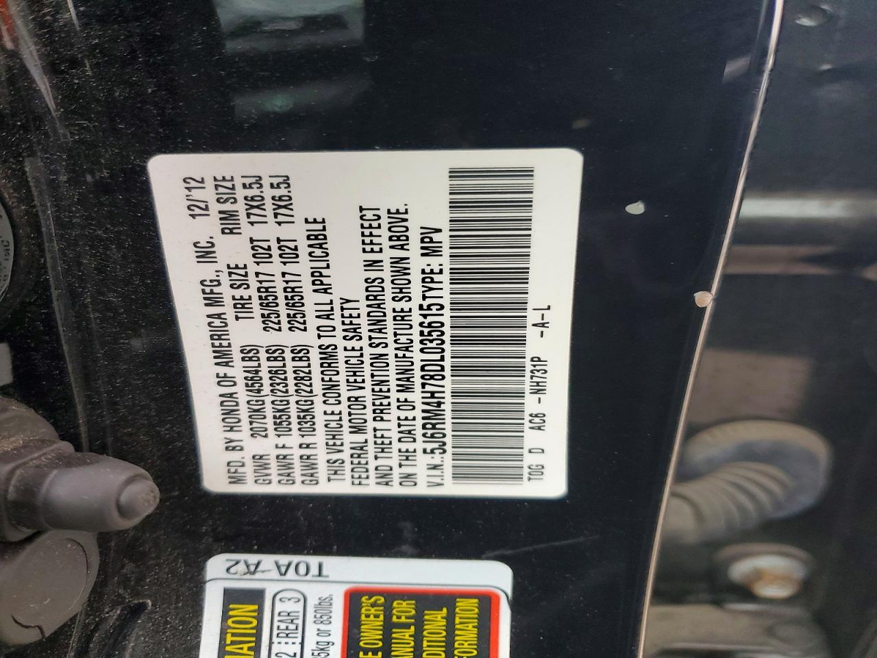 2013 HONDA CR-V EXL photo 12