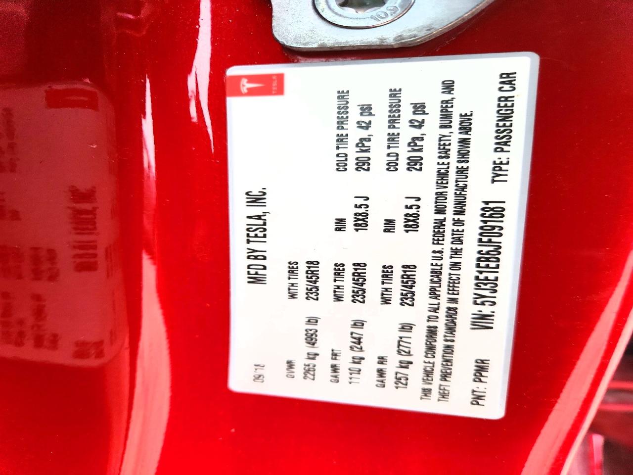 2018 TESLA MODEL 3 photo 12