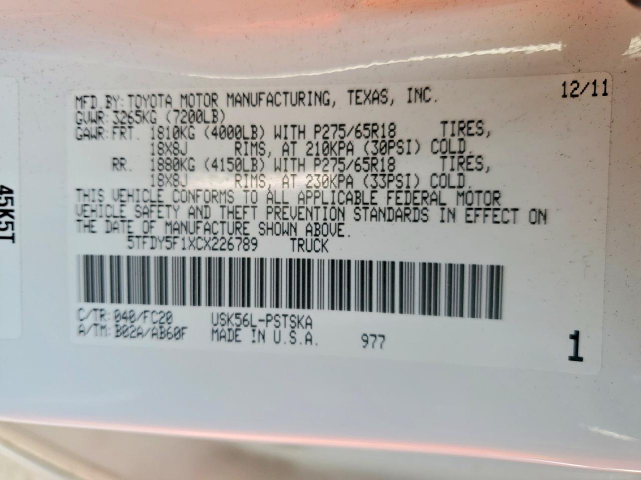 2012 TOYOTA TUNDRA CREWMAX SR5 photo 12