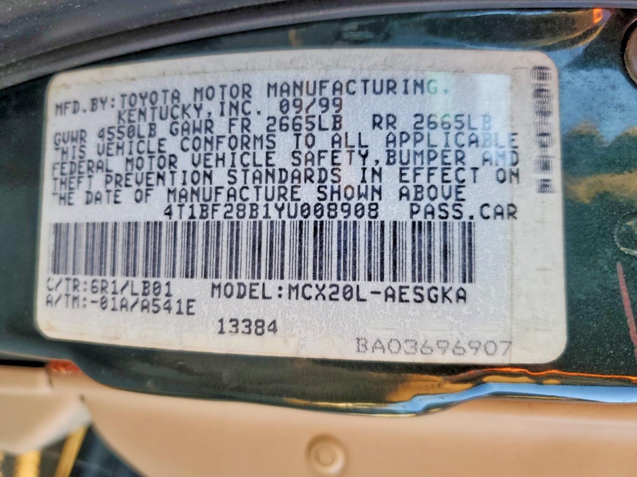 2000 TOYOTA AVALON XL photo 12