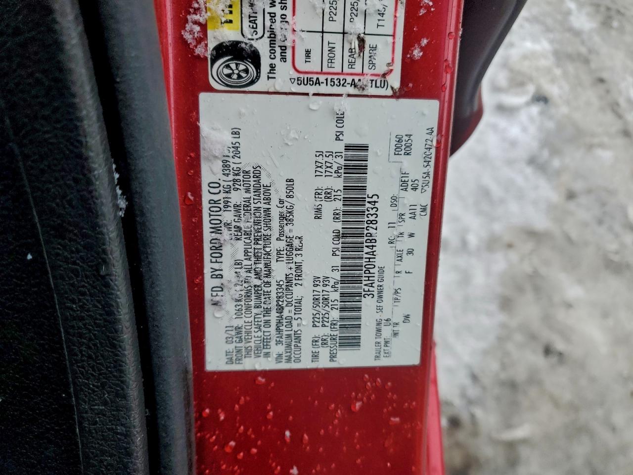2011 FORD FUSION SE photo 12