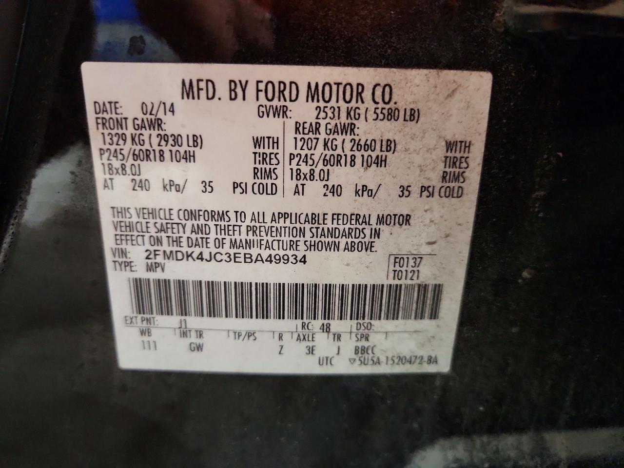 2014 FORD EDGE SEL photo 34