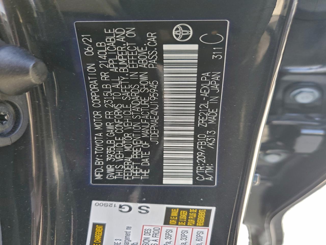 2022 TOYOTA COROLLA LE photo 12