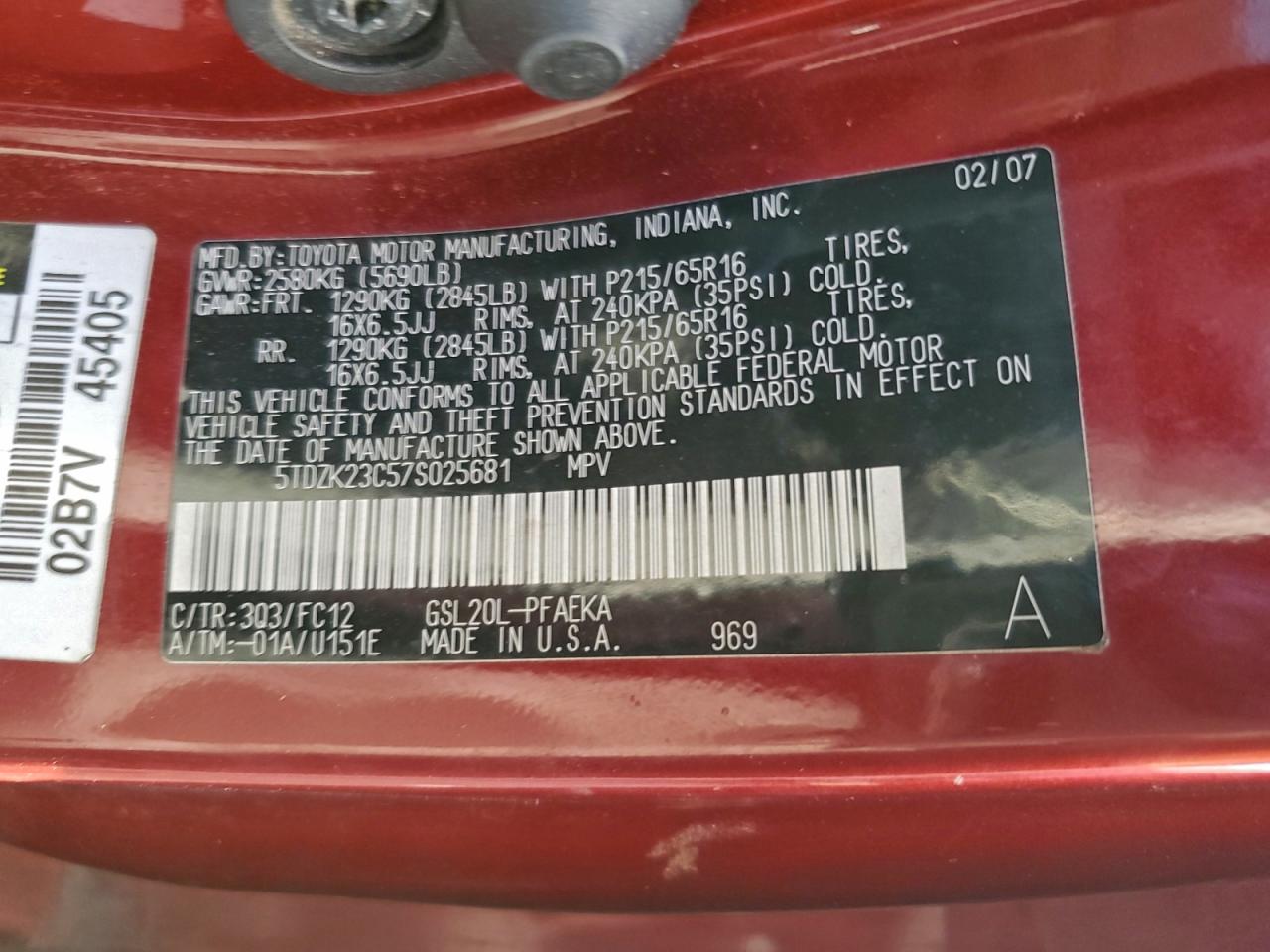 2007 TOYOTA SIENNA photo 13