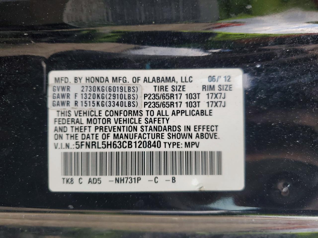 2012 HONDA ODYSSEY EXL photo 13