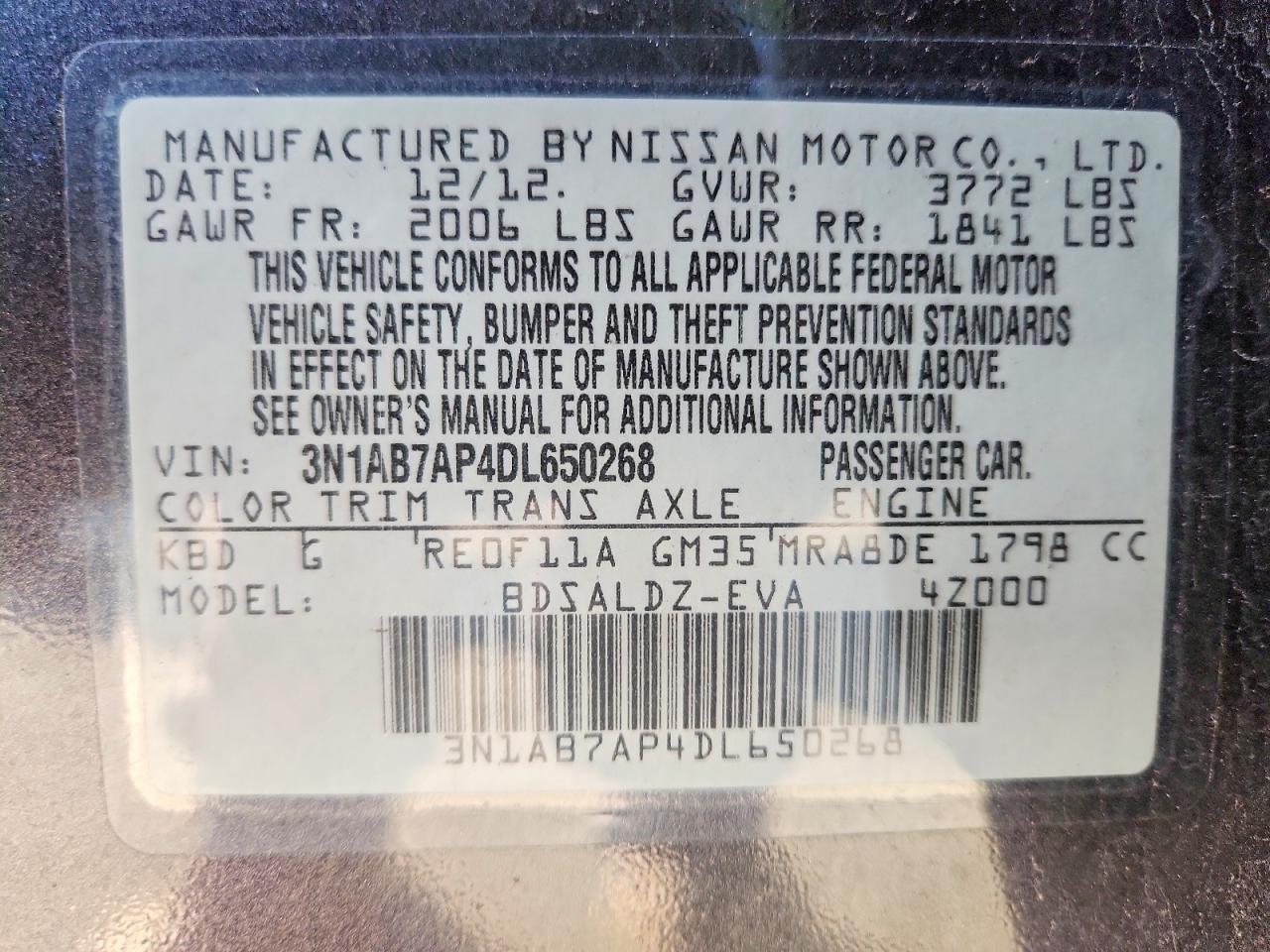 2013 NISSAN SENTRA S photo 34