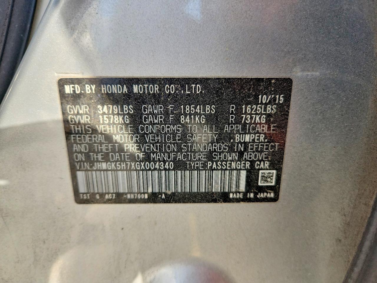 2016 HONDA FIT EX photo 12