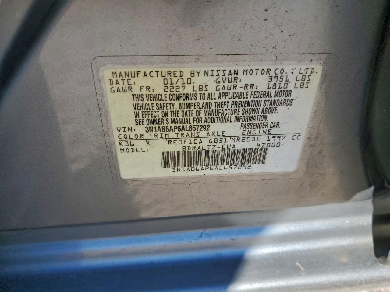 2010 NISSAN SENTRA 2.0 photo 13