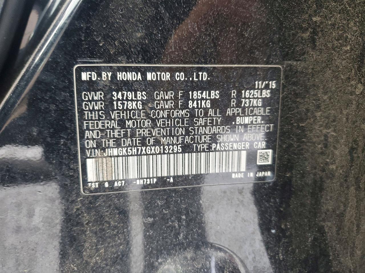 2016 HONDA FIT EX photo 12