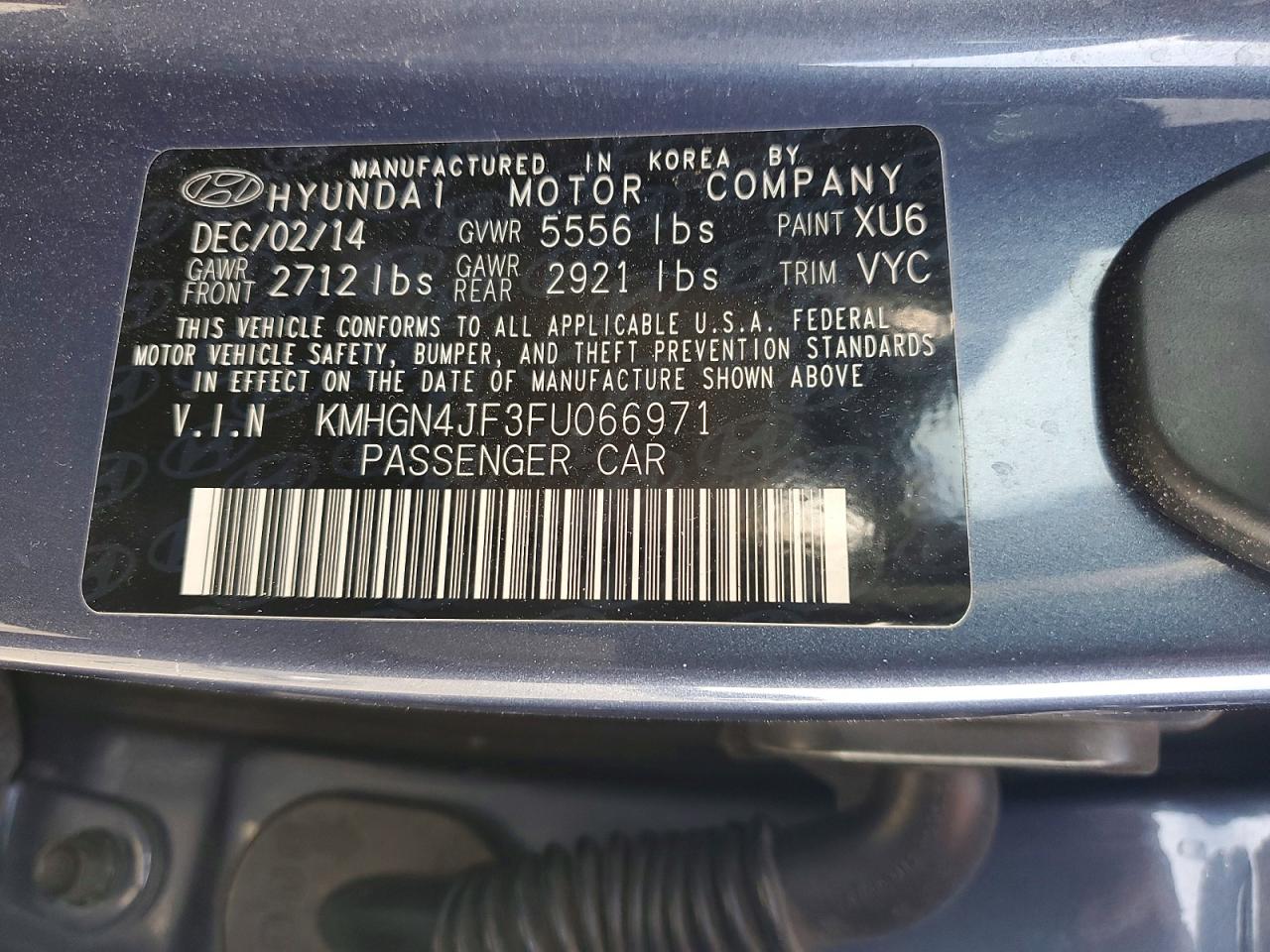 2015 HYUNDAI GENESIS 5.0L photo 12